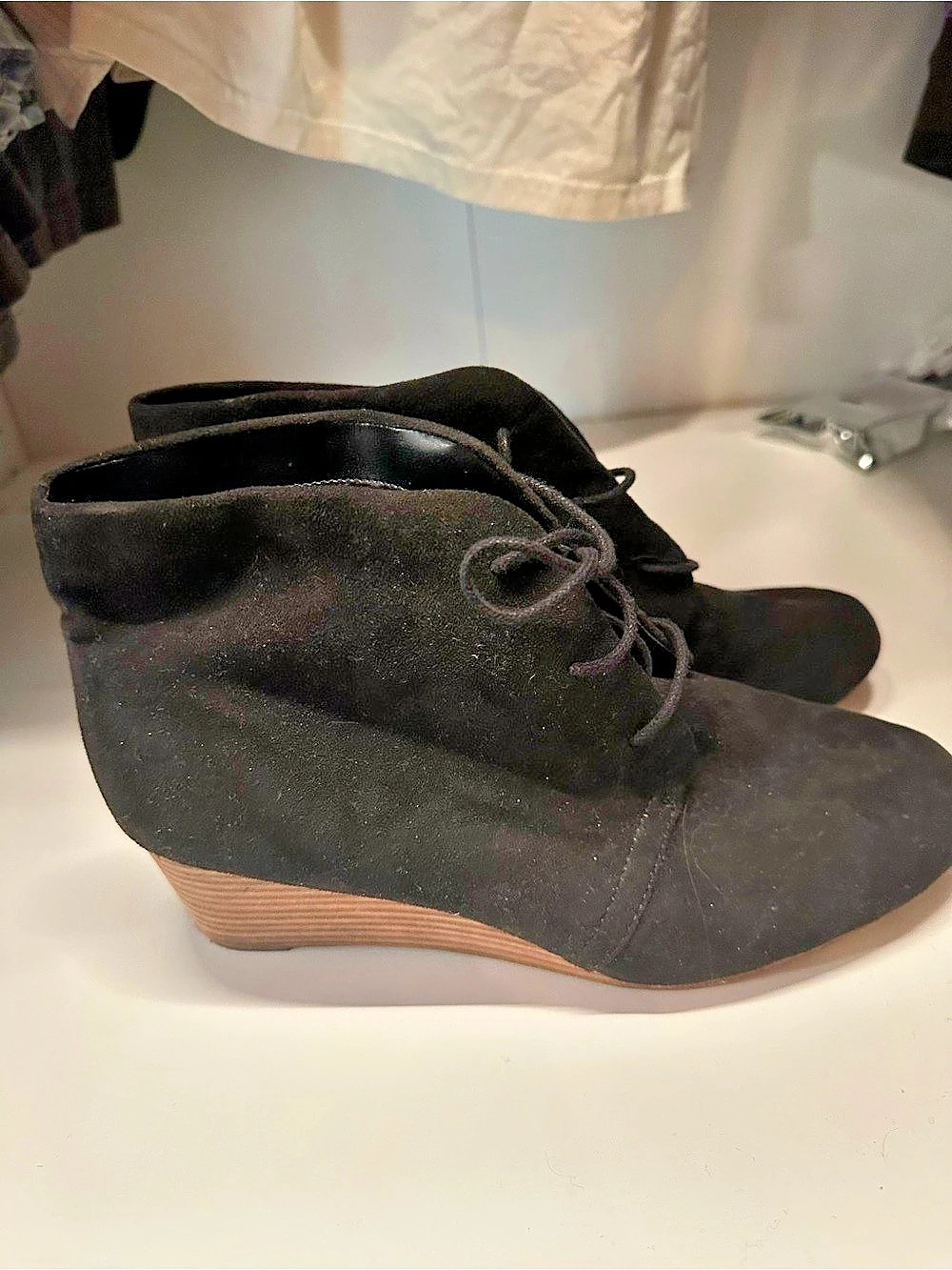 Dr. Scholls Black Leather Wedge Booties US 9W